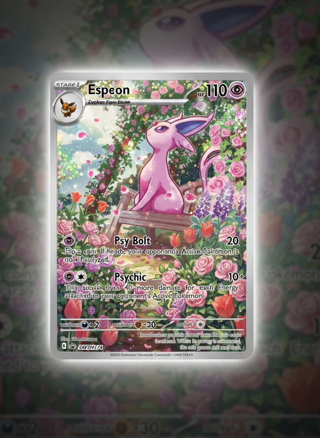 espeon flowers custom made pokemon tcg premium card