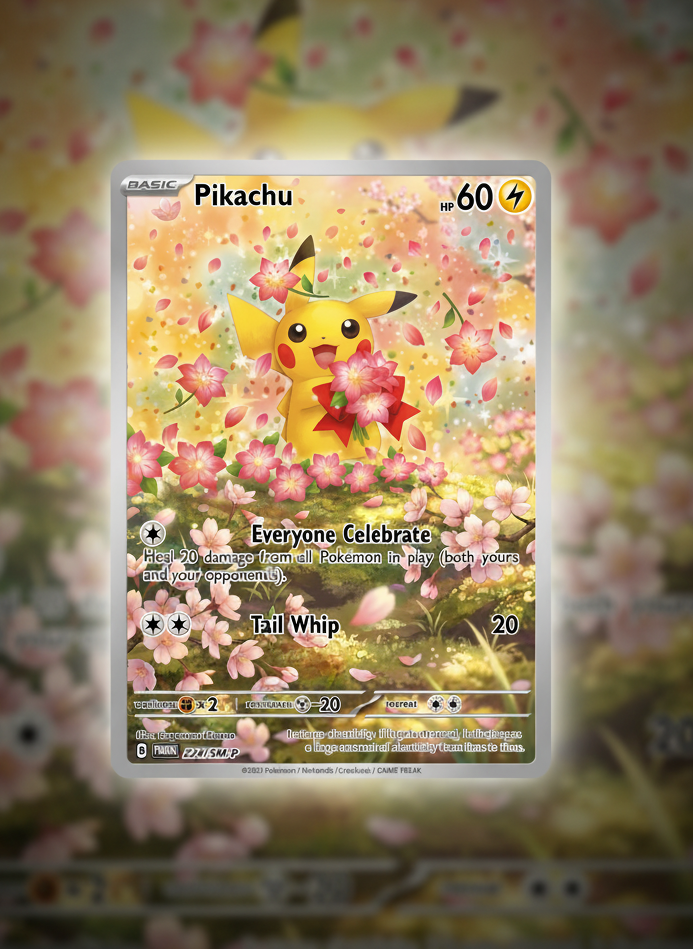 pikachu flowers custom made tcg pokemon premium card