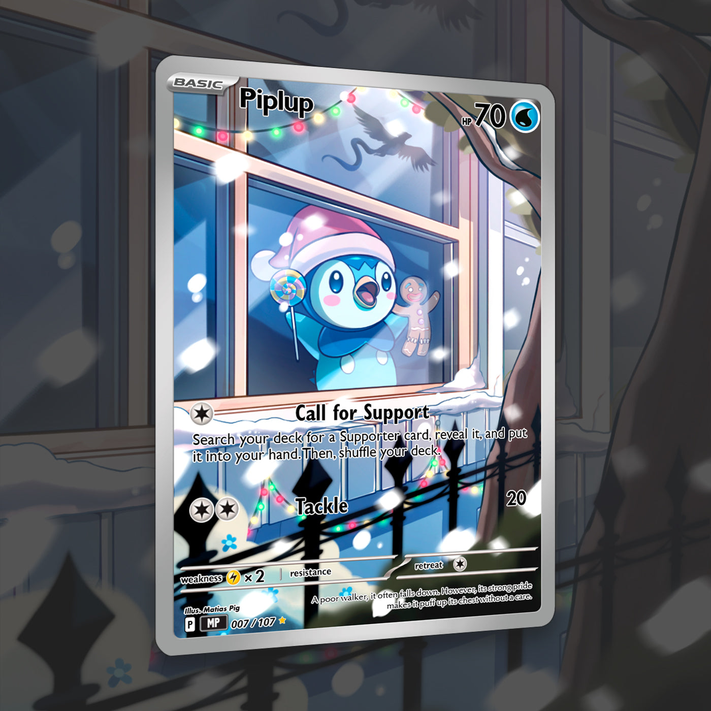 premium piplup christmas holo custom made card