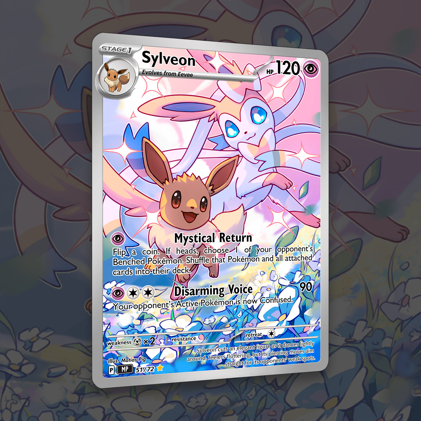premium sylveon eevee custom made card holo finish